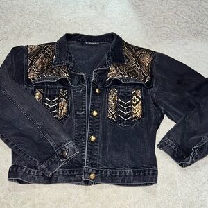 Elegant Black and Gold Women's Jean Jacket